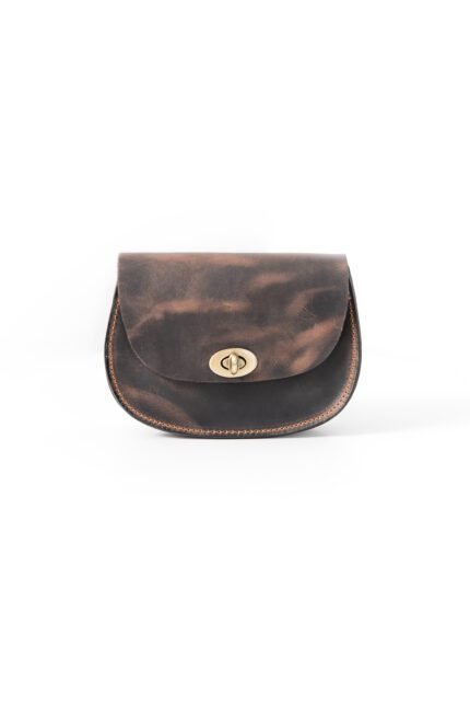 Brown Wax leather everyday satchel bag