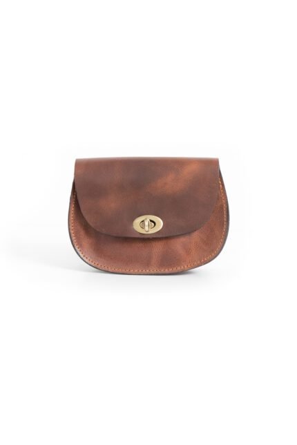 brown leather flap pocket shoulder bag