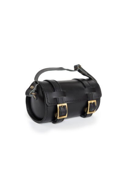 Black Leather tube crossbody bag with buckle strap – Jirakis Handcrafted Leather.