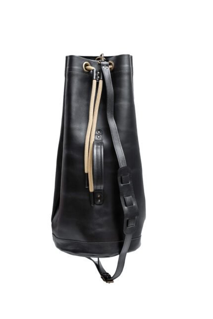 Black Leather sling travel bag with single strap handcrafted in Crete by Jirakis Handcrafted Leather
