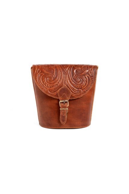 Jirakis Handcrafted Leather Embossed Shoulder Bag for Women in Tan
