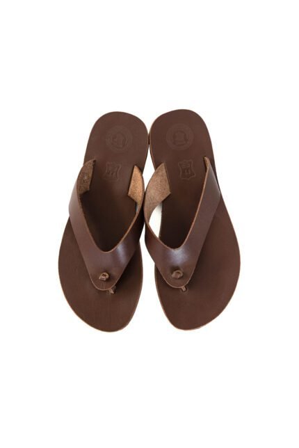 Handmade leather toe-loop sandals for men in brown – footwear by Jirakis Leather