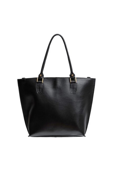 black Handmade genuine leather shoulder tote bag for everyday carry