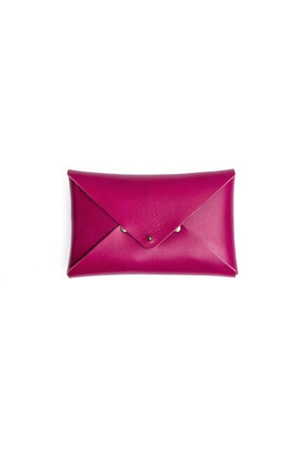 Pink Leather wallet clutch handmade in Crete by Jirakis Handcrafted Leather