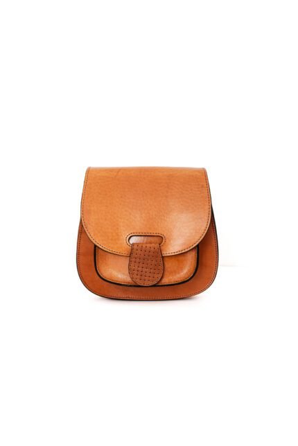Medium size leather saddle bag with flap and tab, handcrafted in Crete by Jirakis Handcrafted Leather
