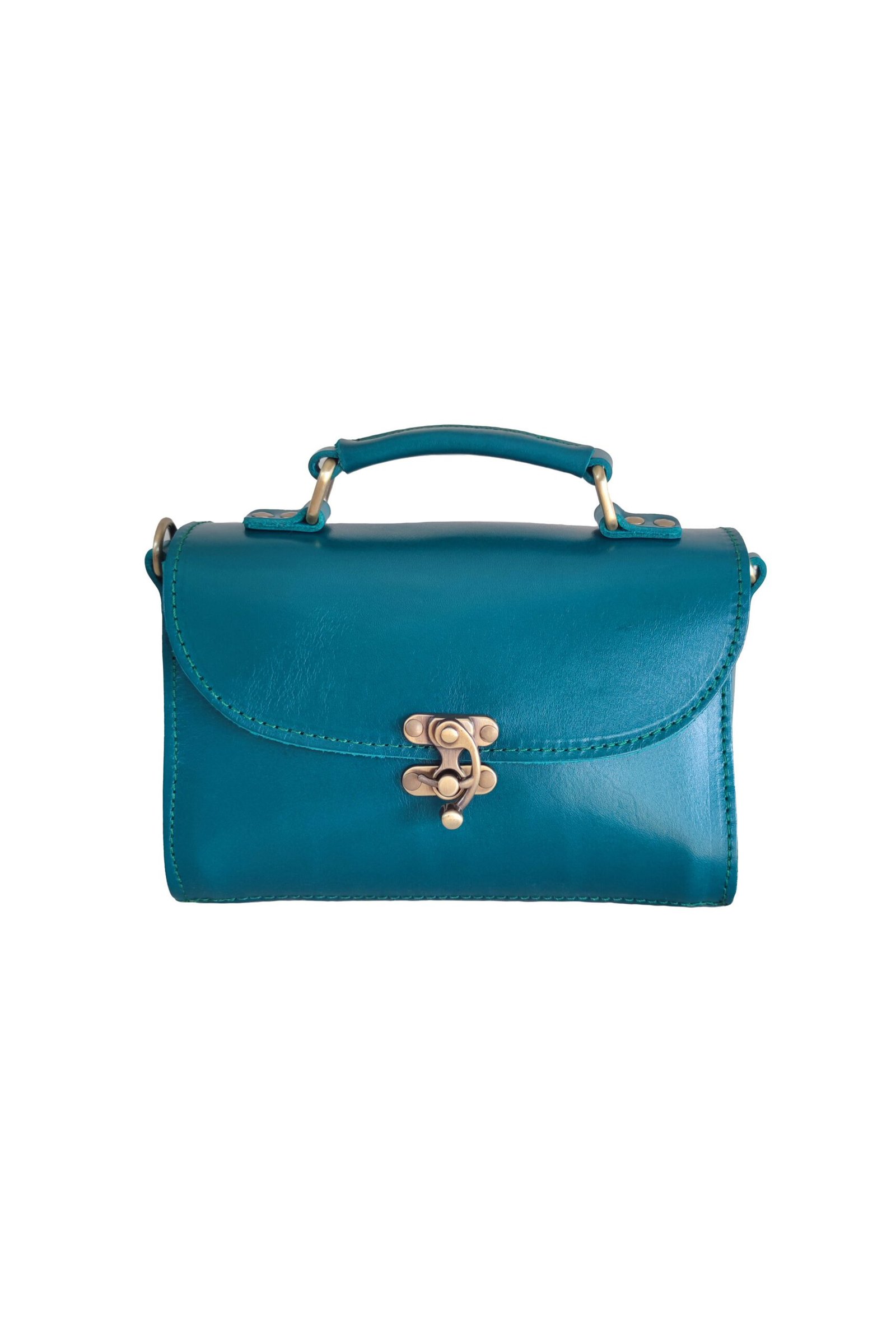 Genuine Leather Tuck Lock Bag turquoise Genuine Leather Tuck Lock Bag – turquoise Handcrafted Greek leather satchel with buckle lock