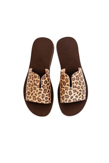 Animal print leather sandals for women – Cleo Sandals with open toe design