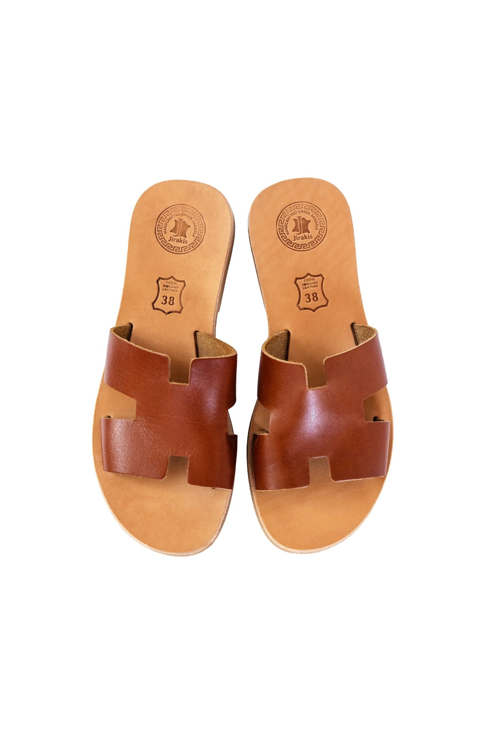 Brown Handcrafted leather summer slides for women Brown Handcrafted leather summer slides for women – Zelos Flat by Jirakis Handcrafted Leather